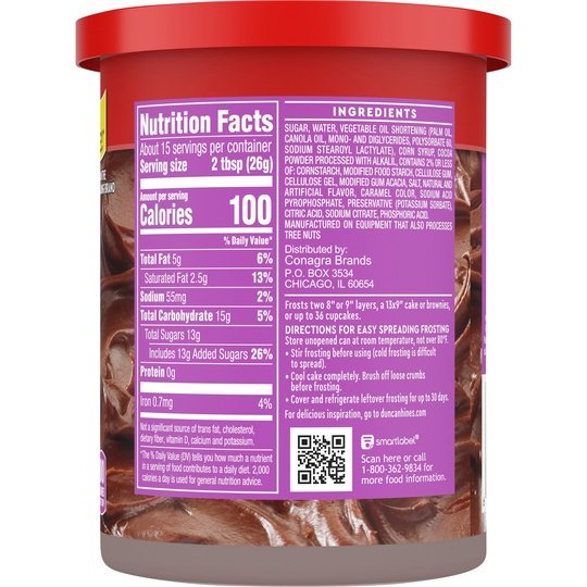 Duncan Hines Whipped Chocolate Frosting, 14 oz