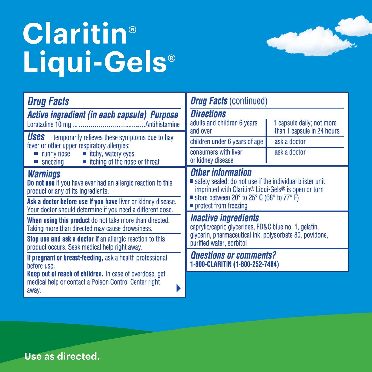 Claritin Liqui-Gels 24 Hour Non-Drowsy Allergy Medicine, Loratadine Antihistamine Capsules, 60 Ct