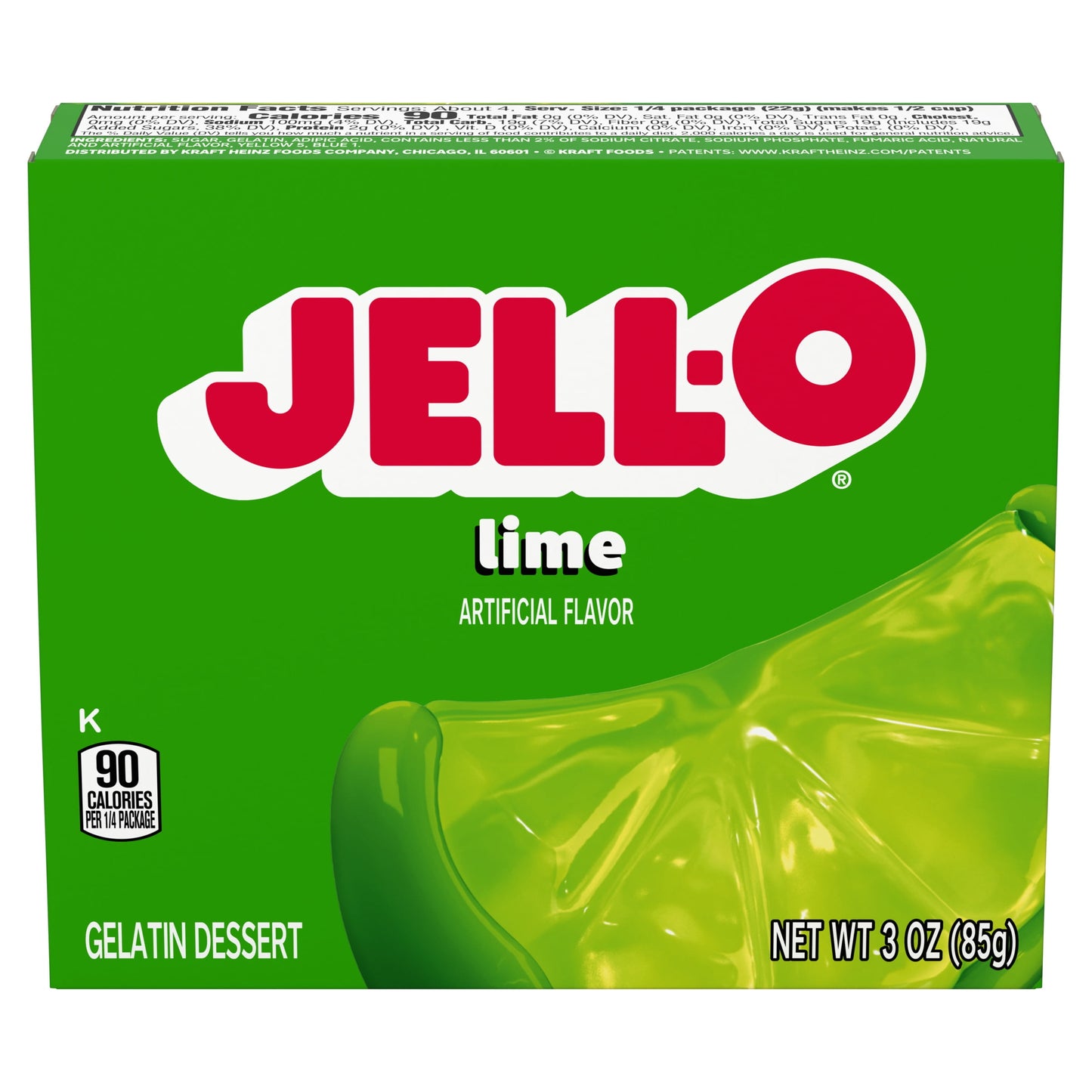 Jell-O Lime Artificially Flavored Gelatin Dessert Mix, 3 oz Box