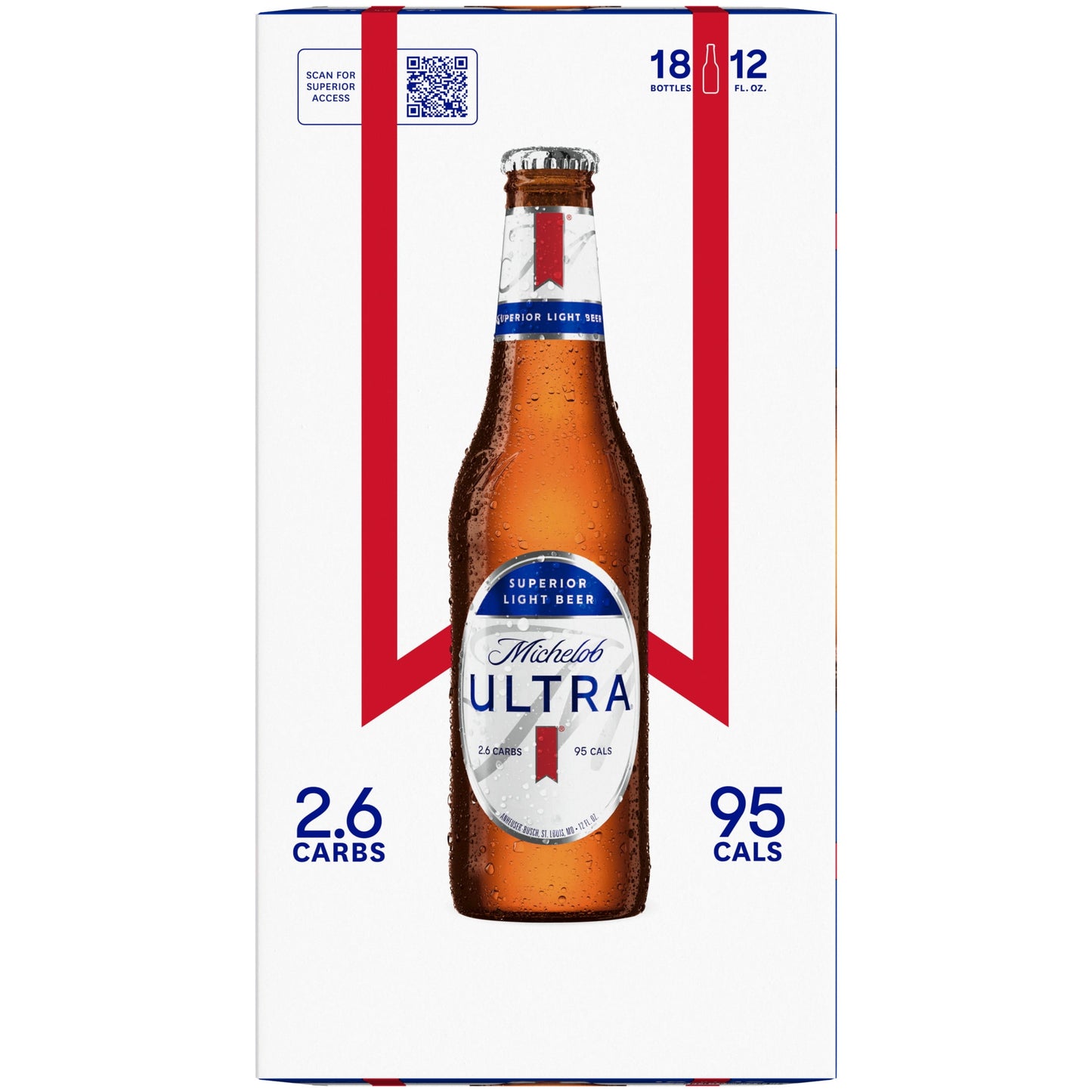 Michelob ULTRA Light Beer, 18 Pack Beer, 12 fl oz Bottles, 4.2% ABV, Domestic