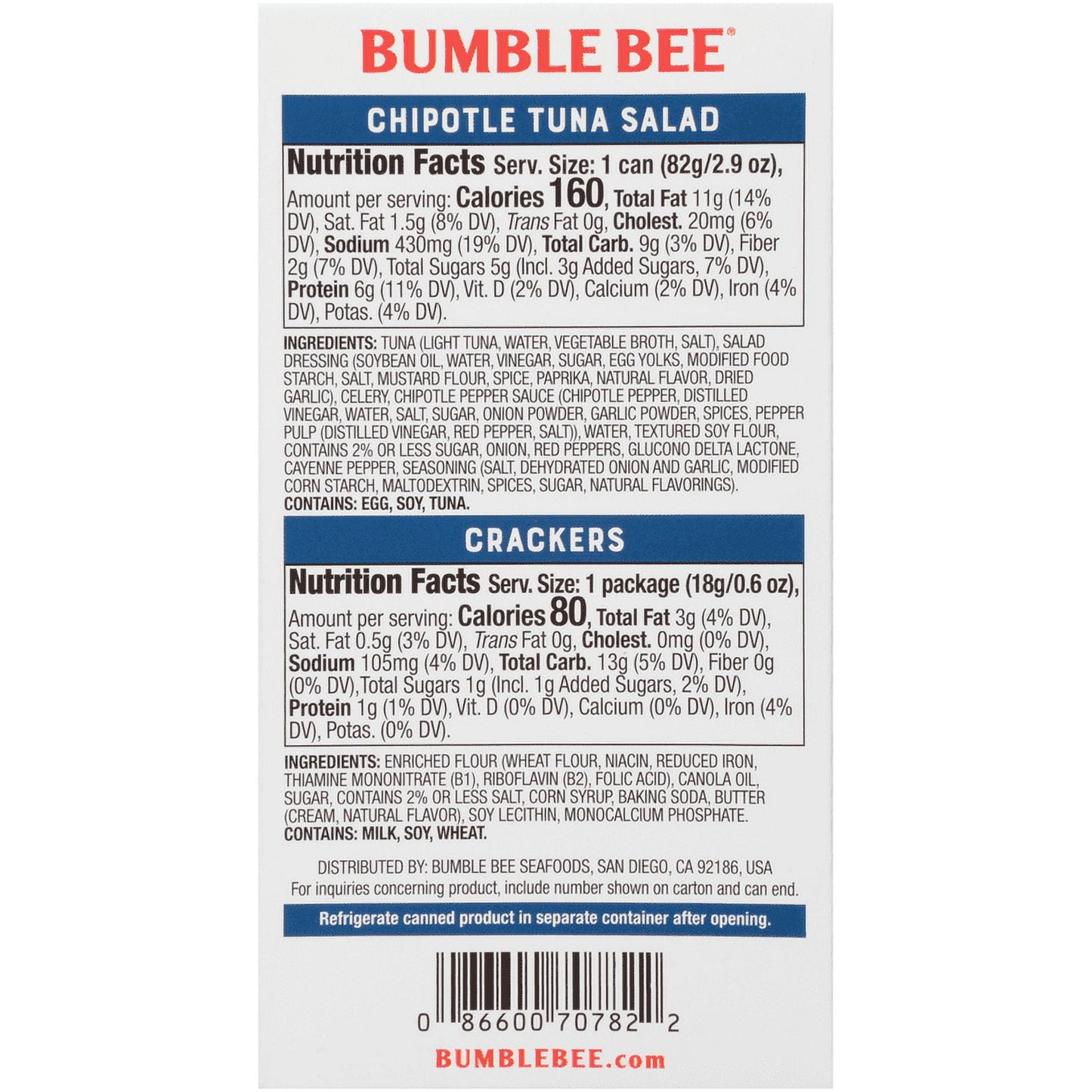 Bumble Bee Snack On The Run Chipotle Tuna Salad with Crackers Kit, 3.5 oz