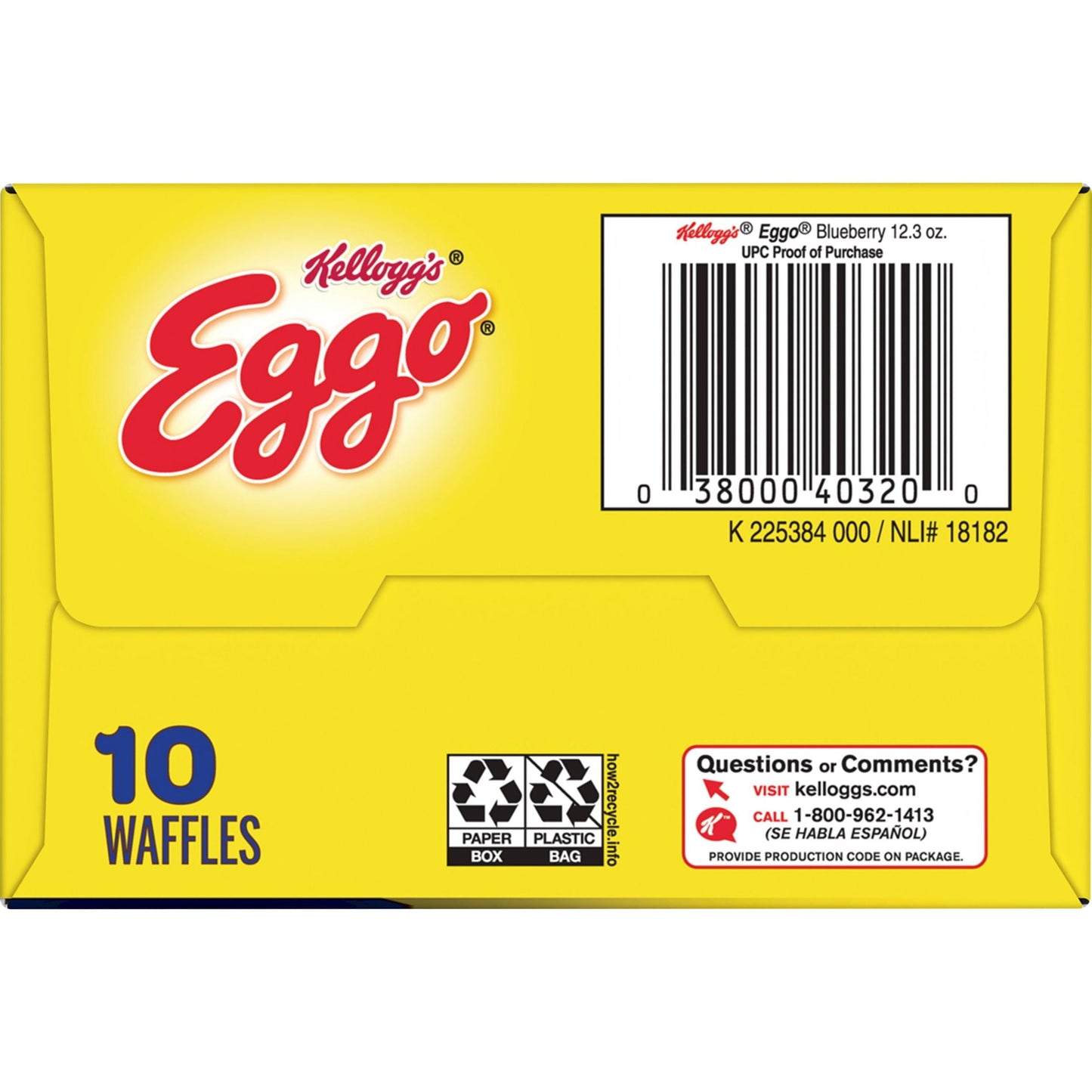 Eggo Blueberry Waffles, 12.3 oz, 10 Count (Frozen)