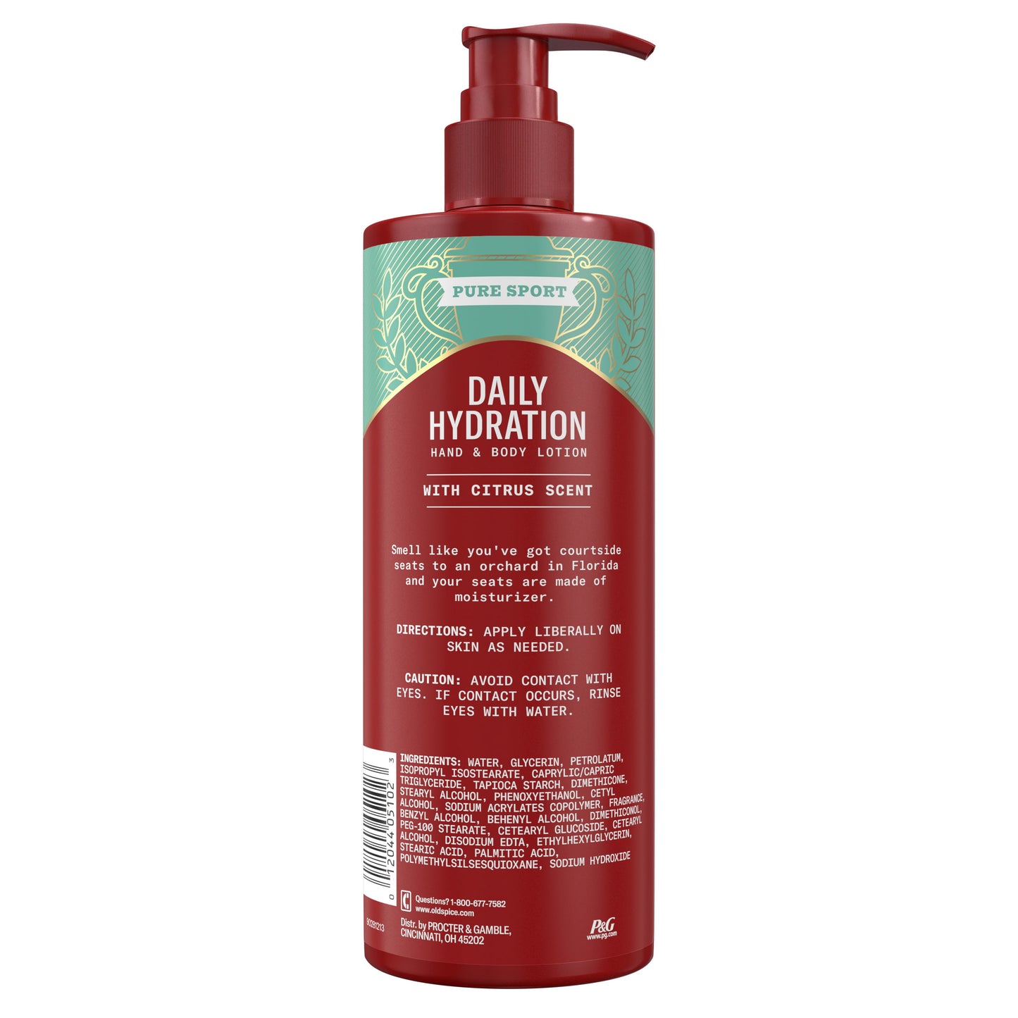 Old Spice Daily Hydration Hand & Body Lotion for Men, Pure Sport with Citrus Scent, 16.0 fl oz