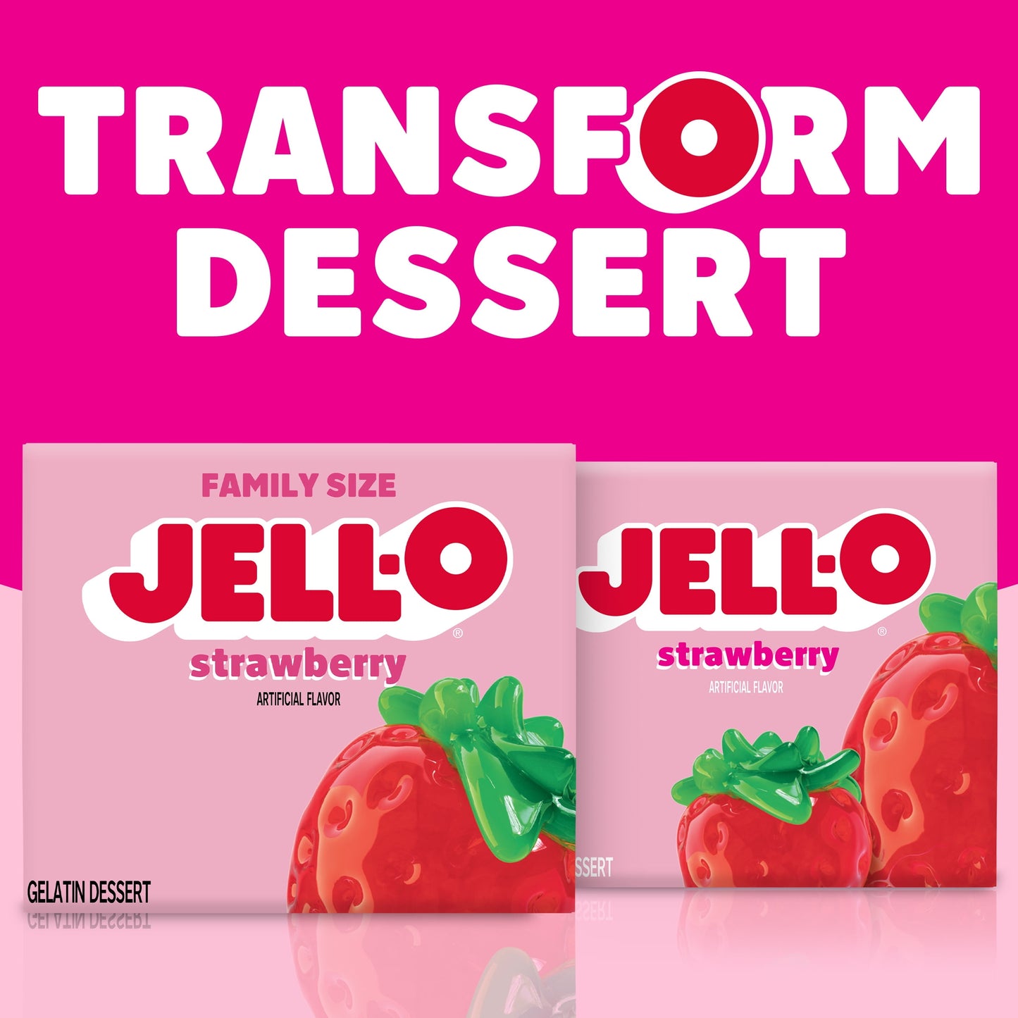 Jell-O Strawberry Artificially Flavored Gelatin Dessert Mix, Family Size, 6 oz Box