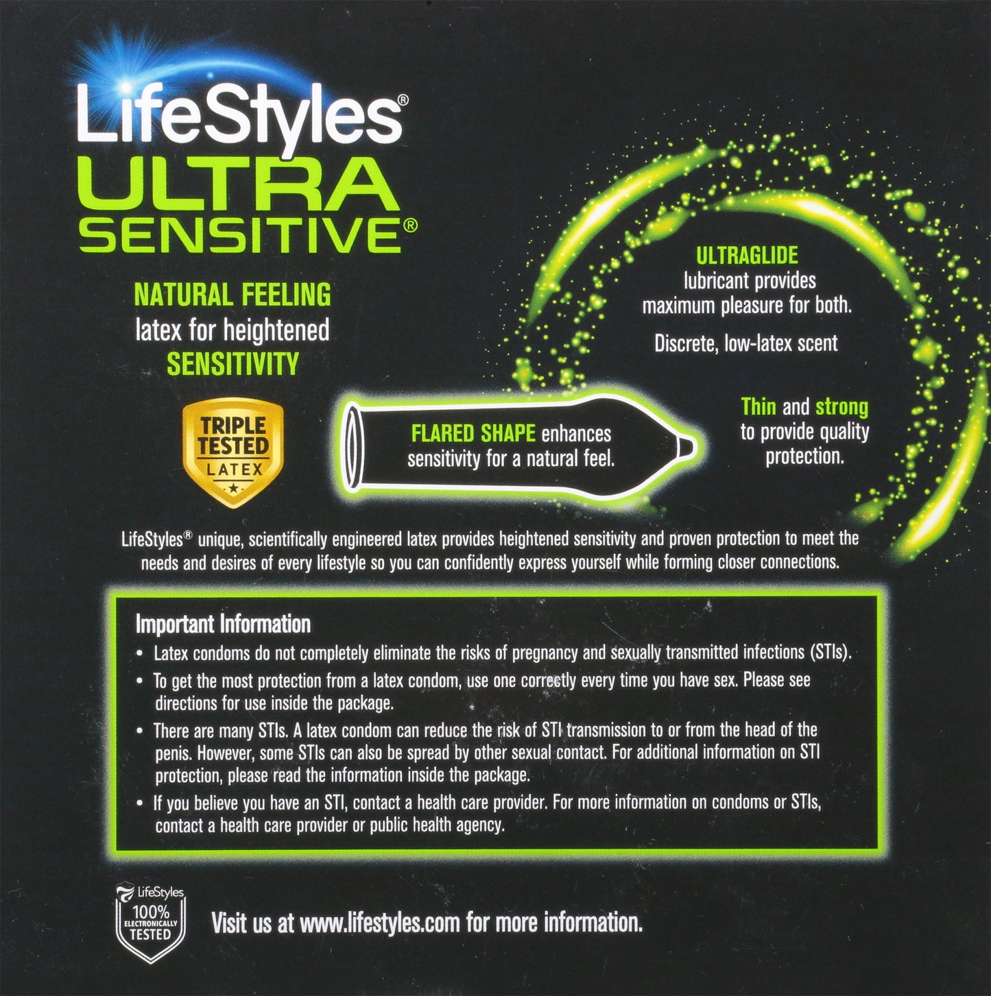 Lifestyles Ultra Sensitive Latex Lubricated Condoms, 36 Count