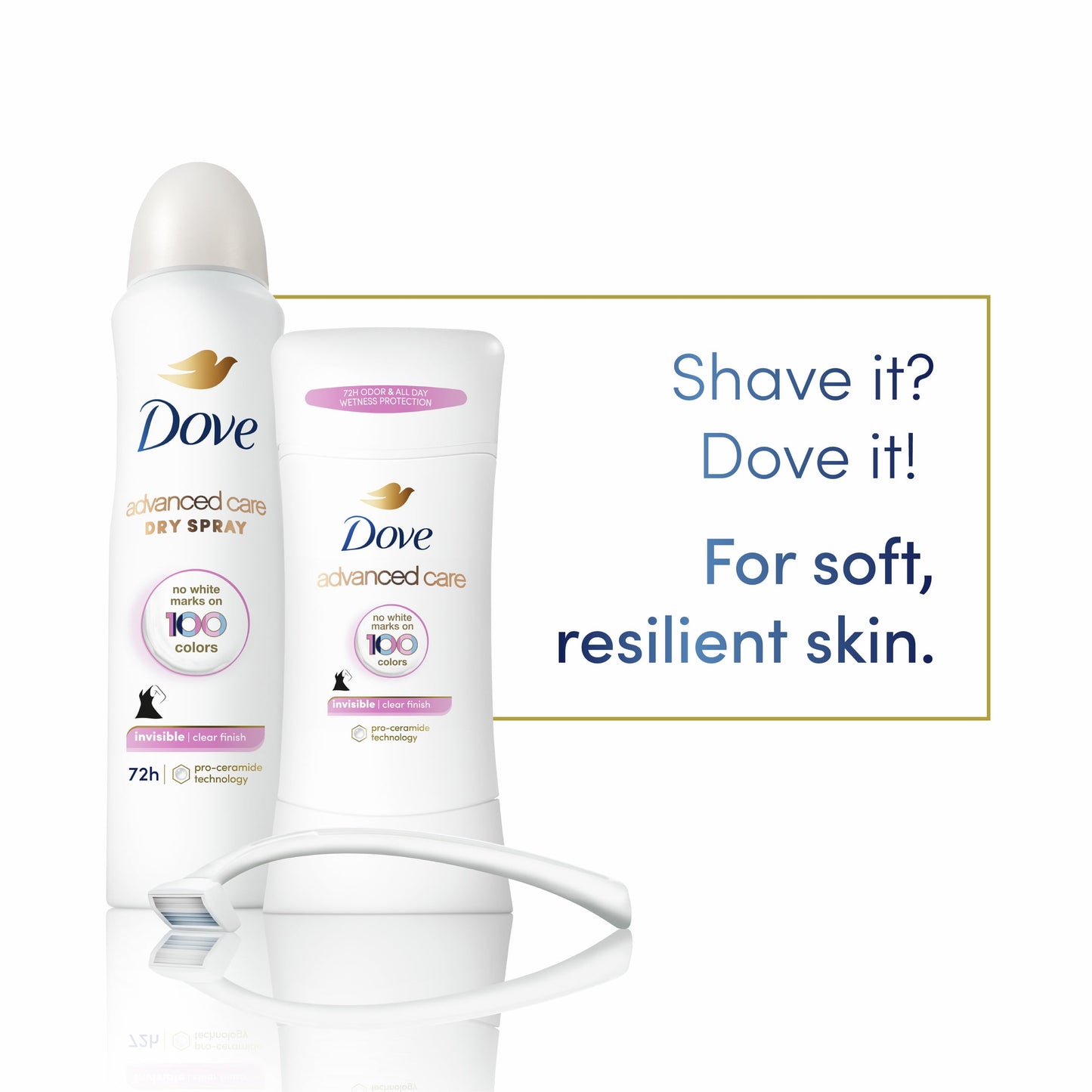 Dove Advanced Care Long Lasting Women's Antiperspirant Deodorant Stick, Clear Finish, 2.6 oz