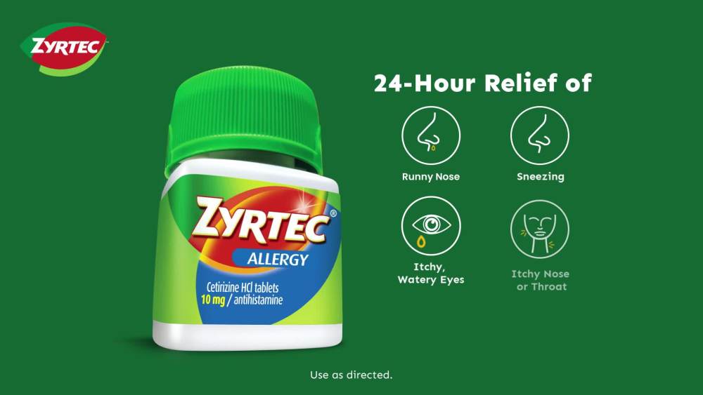 Zyrtec 24 Hour Allergy Relief Tablets with 10 mg Cetirizine HCl, 30 Ct