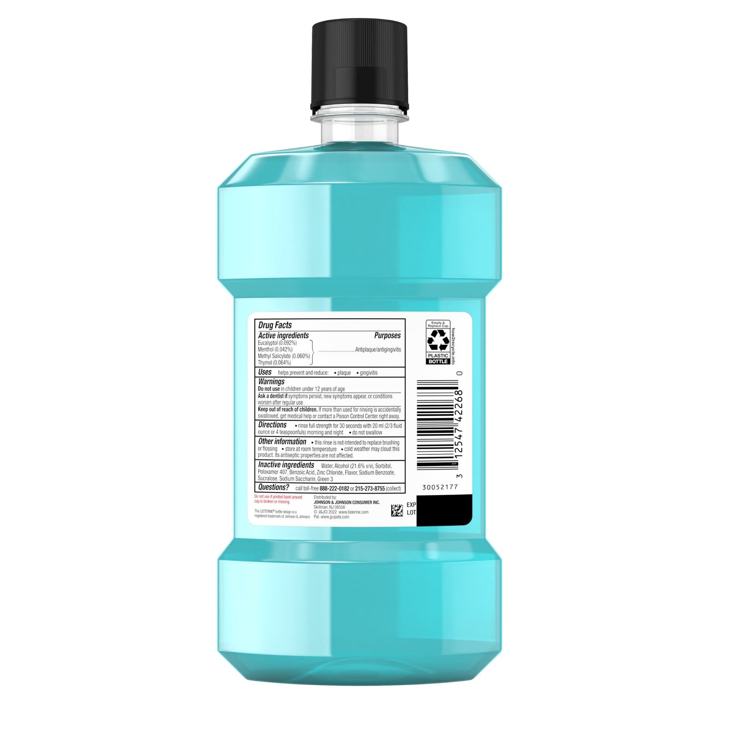 Listerine Ultraclean Antiseptic Mouthwash, Oral Care for Gingivitis, Cool Mint, 500 mL