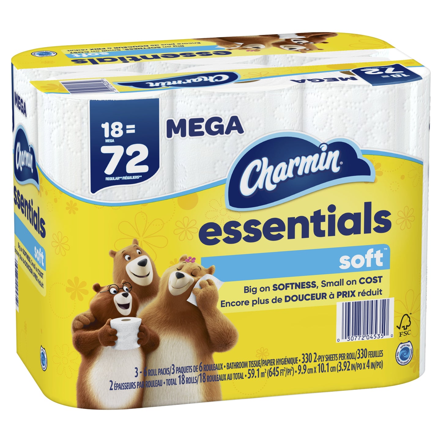 Charmin Essentials Soft Toilet Paper, 18 Mega Rolls