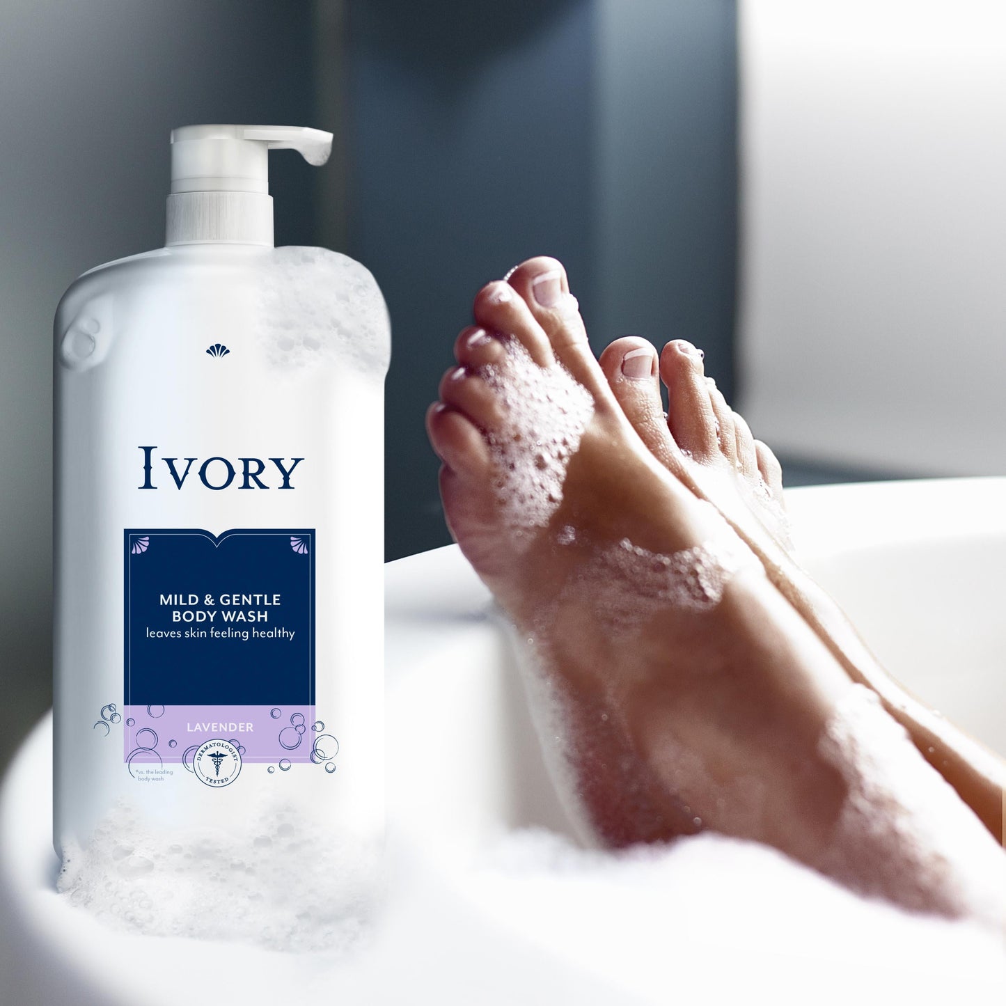 Ivory Mild and Gentle Body Wash, Lavender Scent, for All Skin Types, 35 fl oz