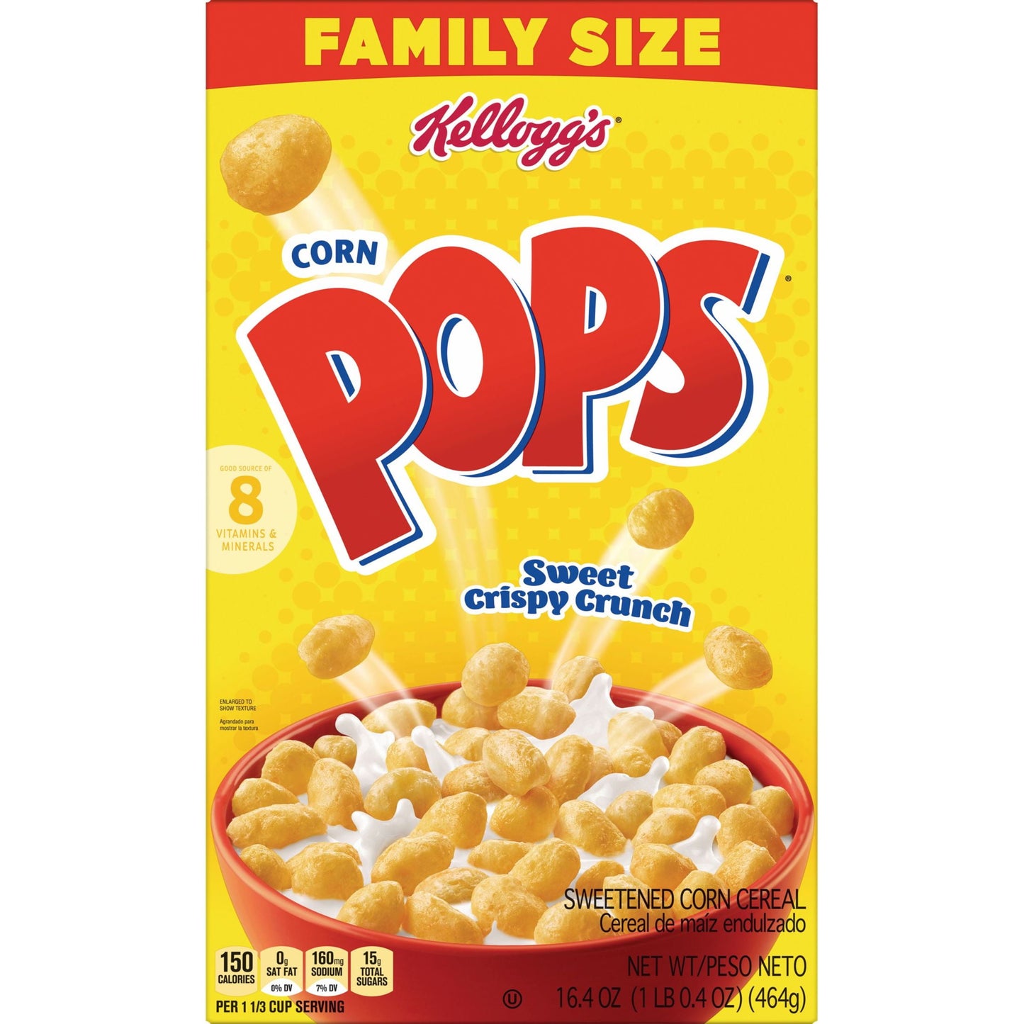 Kellogg's Corn Pops Original Breakfast Cereal, Family Size, 16.4 oz Box