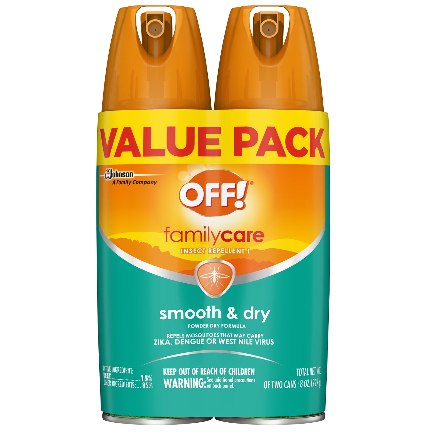 OFF! FamilyCare Insect Repellent I, Smooth & Dry, 4 oz, 2 ct