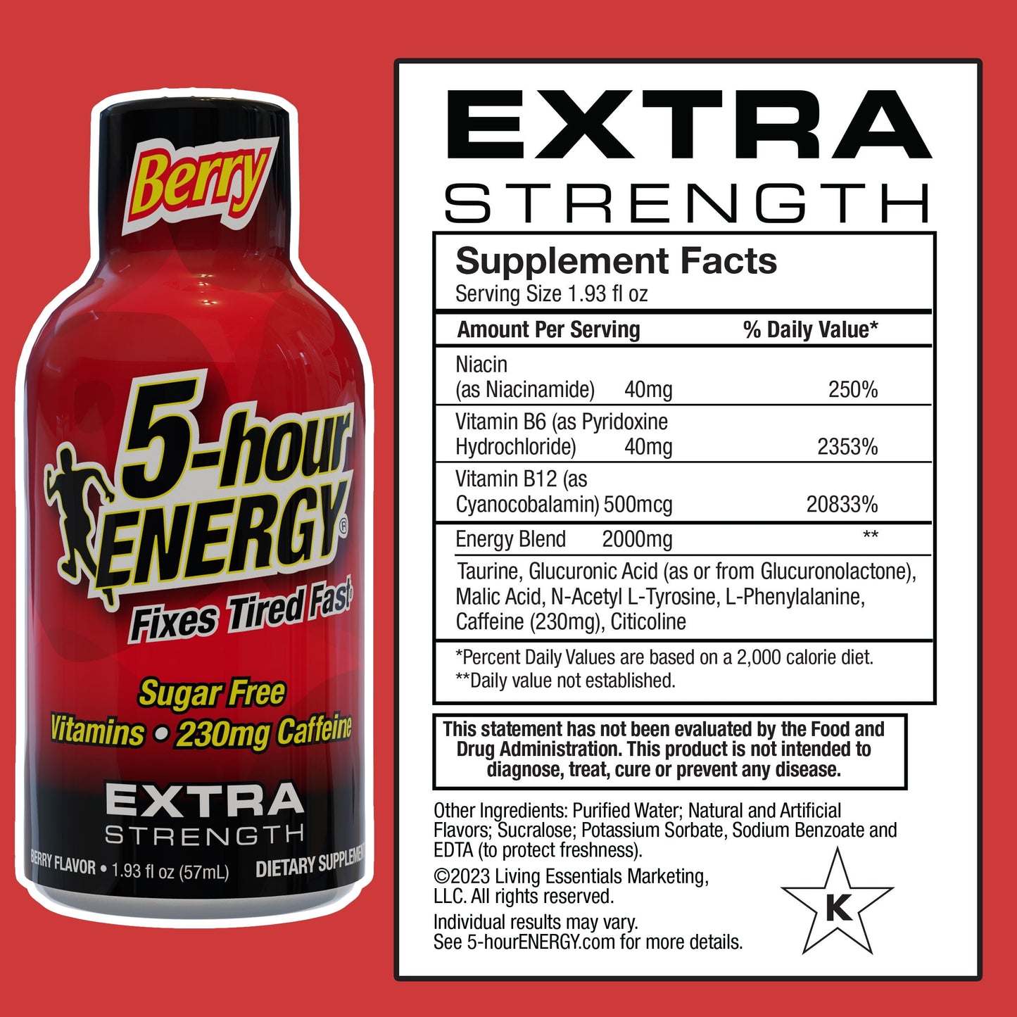 5-hour Energy Shot, Extra Strength, Berry