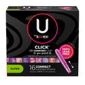 U by Kotex Click Compact Tampons, Super, Unscented, 16 Count