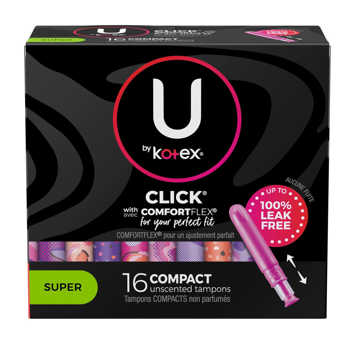 U by Kotex Click Compact Tampons, Super, Unscented, 16 Count