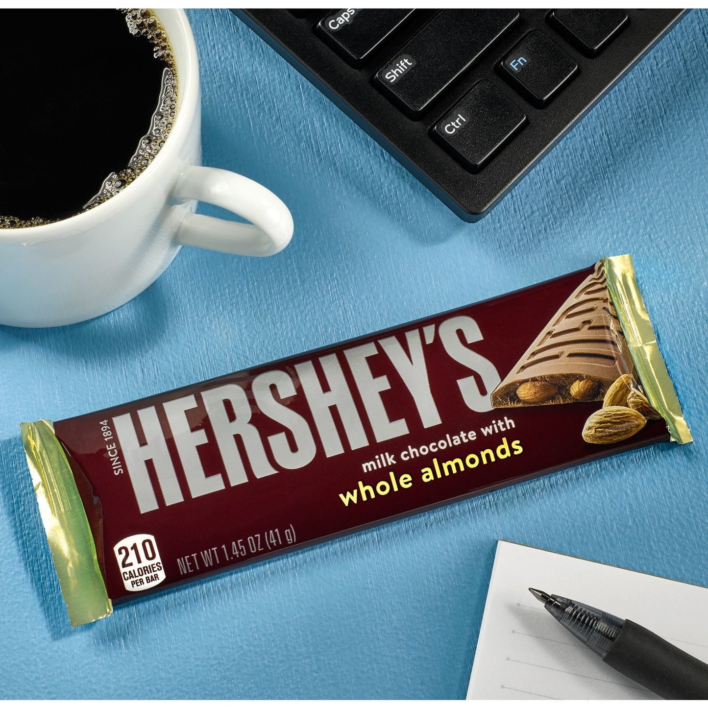 Hershey's Milk Chocolate with Whole Almonds Full Size Candy, Bar 1.45 oz