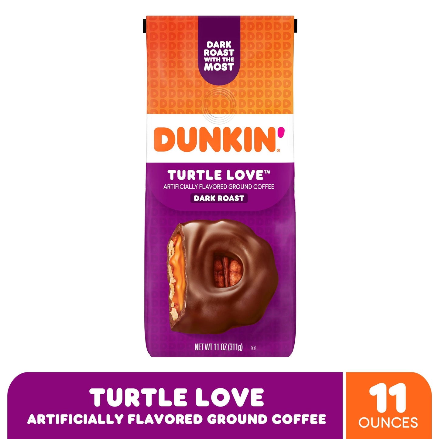 Dunkin Turtle Love Ground Coffee, 11-Ounce Bag