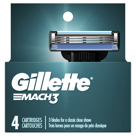 Gillette Mach3 Mens Razor Blades Refill Cartridges, 4 ct