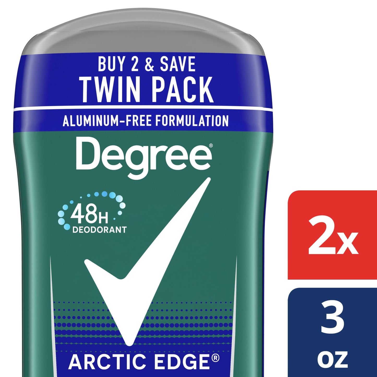 Degree Long Lasting Men's Antiperspirant Deodorant Stick Twin Pack, Arctic Edge, 3 oz