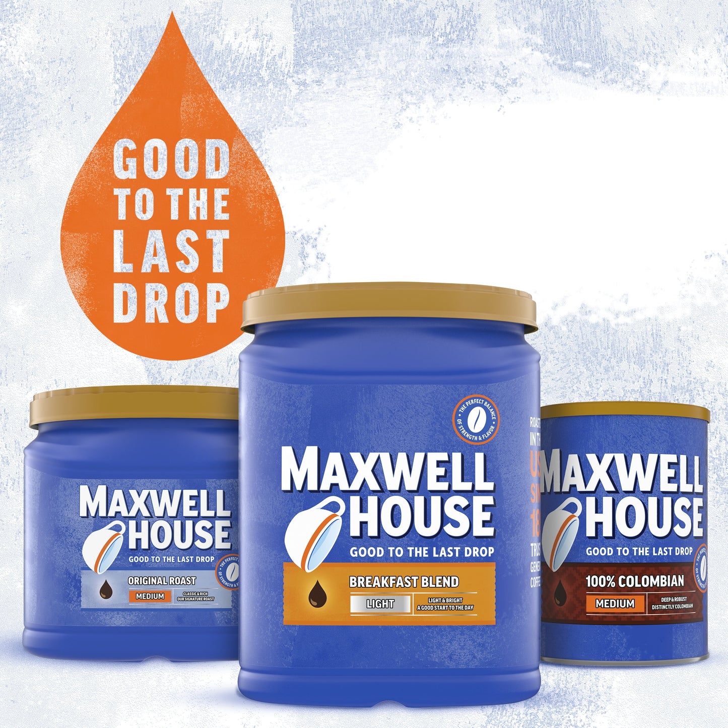 Maxwell House Light Roast Breakfast Blend Ground Coffee, 38.8 oz. Canister