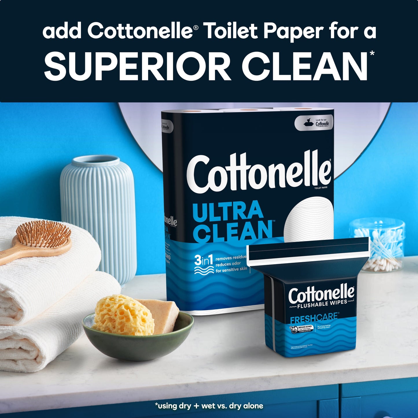 Cottonelle Fresh Care Flushable Wipes, 1 Resealable Bag, 168 Wipes per Pack (168 Total)