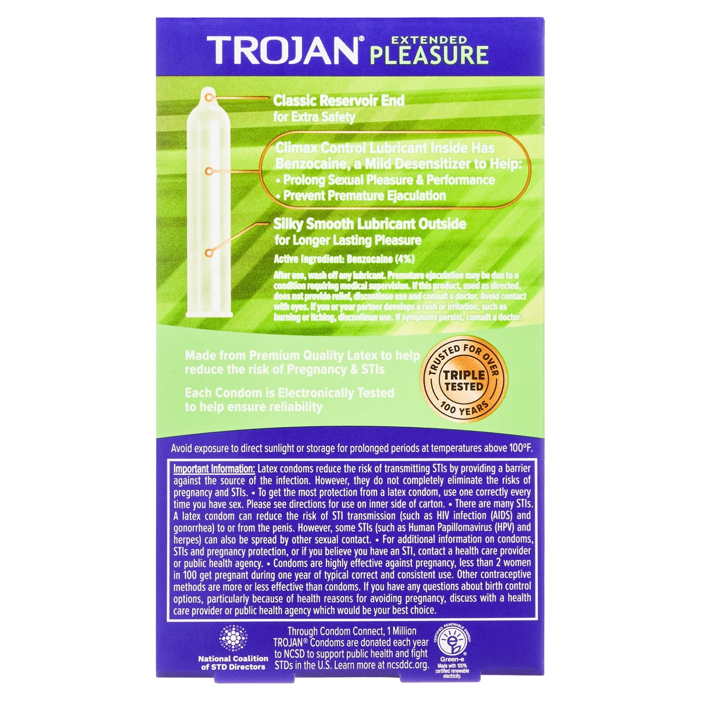 TROJAN EXTENDED PLEASURE Climax Control Extended Pleasure Lubricated Condoms, 12 Count