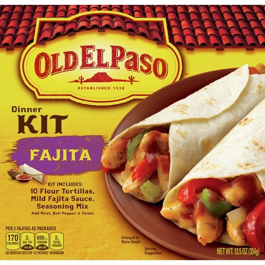 Old El Paso Fajita Dinner Kit With Flour Tortillas, Mild Fajita Sauce & Seasoning Mix, 12.5 oz.