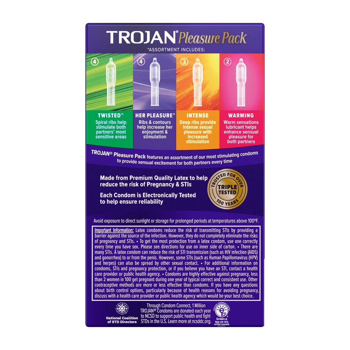 TROJAN Pleasure Variety Pack Lubricated Condoms, 12 Count, 1 Pack