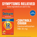 Delsym Adult 12 hour Cough Relief Medicine, Powerful Cough Relief for 12 Good Hours, Cough Suppressing Liquid, #1 Pharmacist Recommended, Orange Flavor, 5 Fl Oz