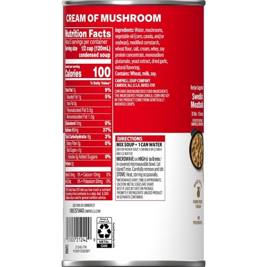 Campbell's Condensed Cream of Mushroom Soup, 22.6 oz Can