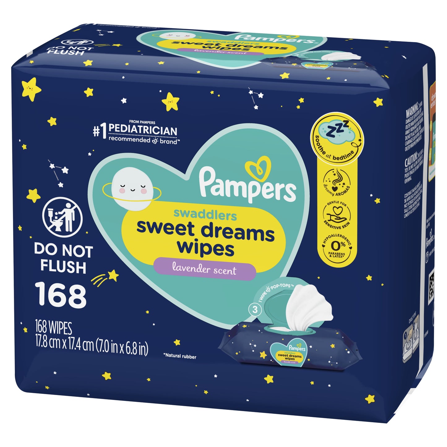 Pampers Sweet Dreams Nighttime Lavender Baby Wipes 3X Flip-Top Packs 168ct