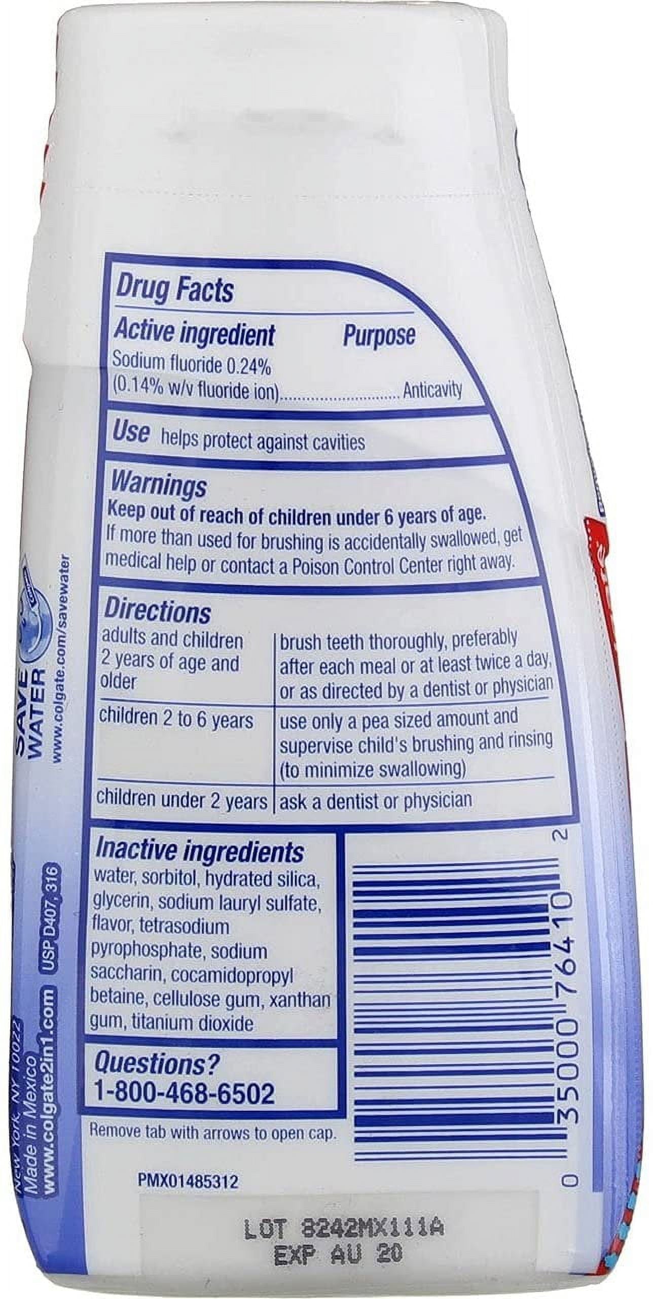 Colgate 2 in 1 Toothpaste and Whitening Mouthwash, Mint, 4.6 oz Squeeze Bottle