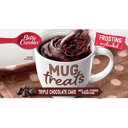 Betty Crocker Mug Treats Triple Chocolate Cake Mix with Fudge Frosting, 4 Servings, 12.5 oz.