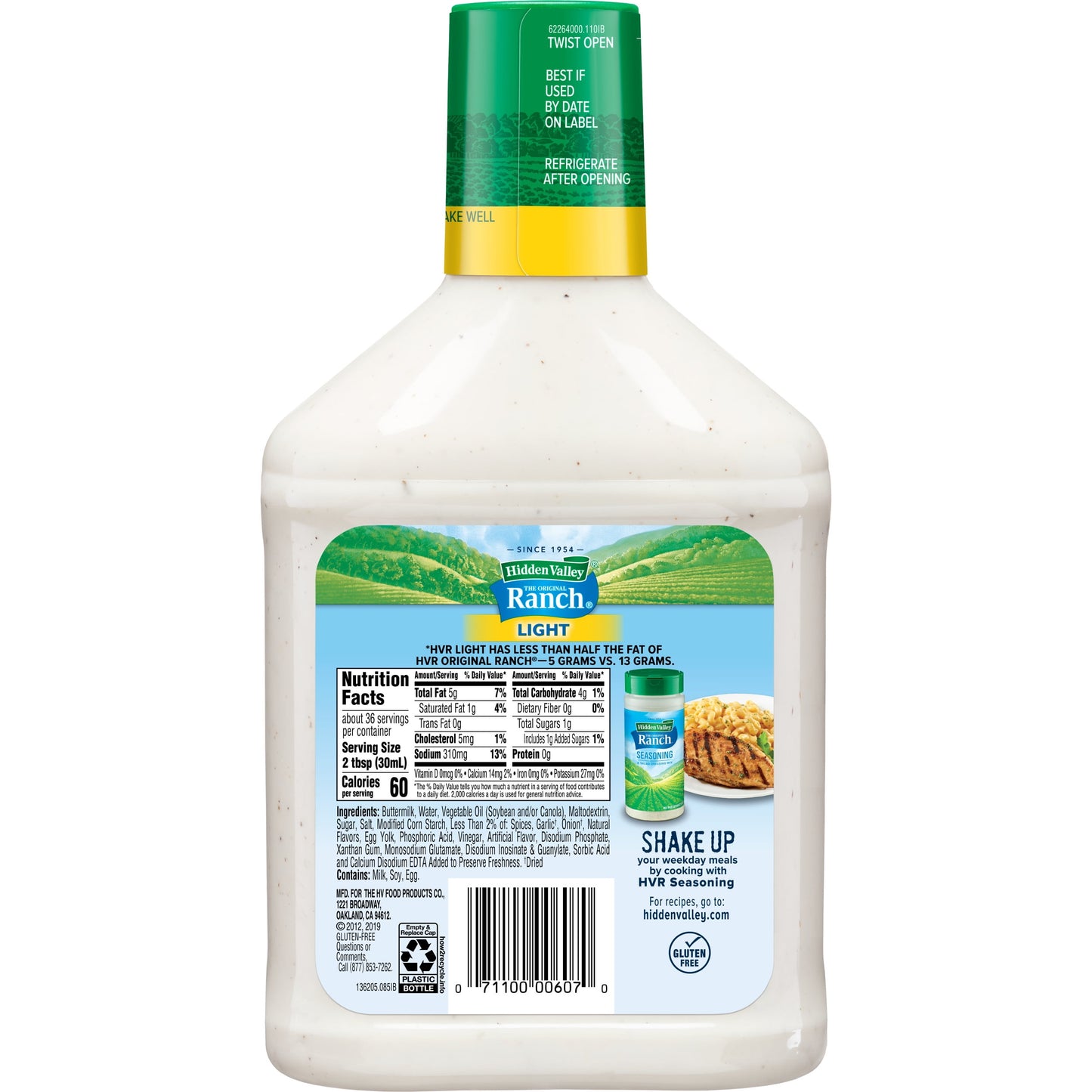 Hidden Valley Gluten Free Keto-Friendly Original Ranch Light Salad Dressing and Topping, 36 fl oz