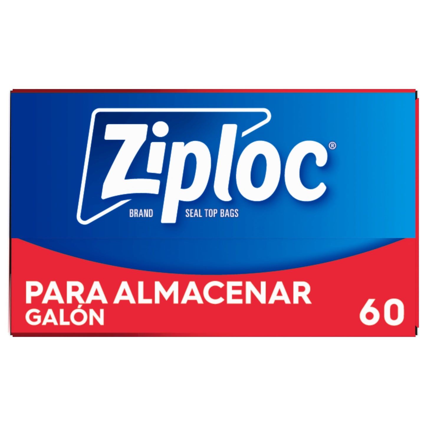 Ziploc Storage Gallon Bag, Stay Open Design, Grip 'n Seal Technology, Reusable, 60 Count