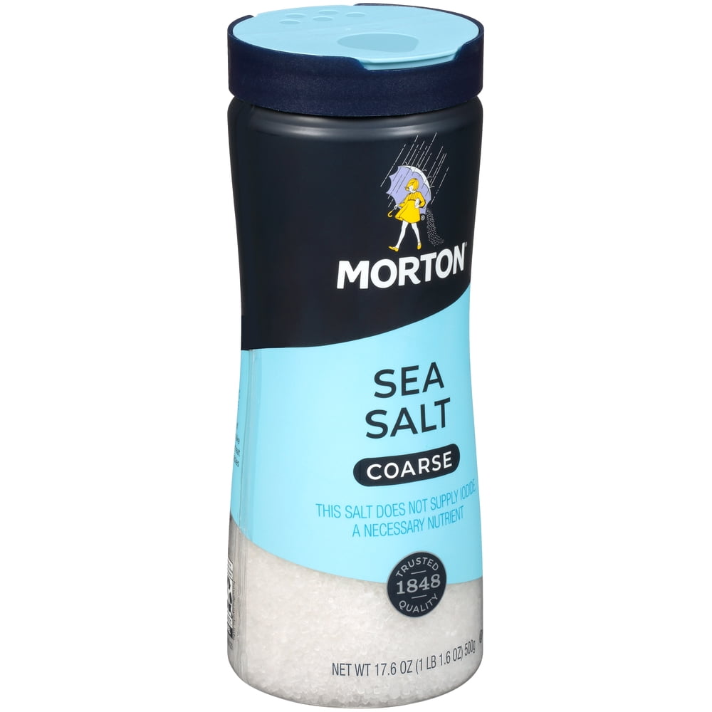 Morton Salt Coarse Sea Salt - for Rubs, Roasts, and Finishing, 17.6 oz Canister