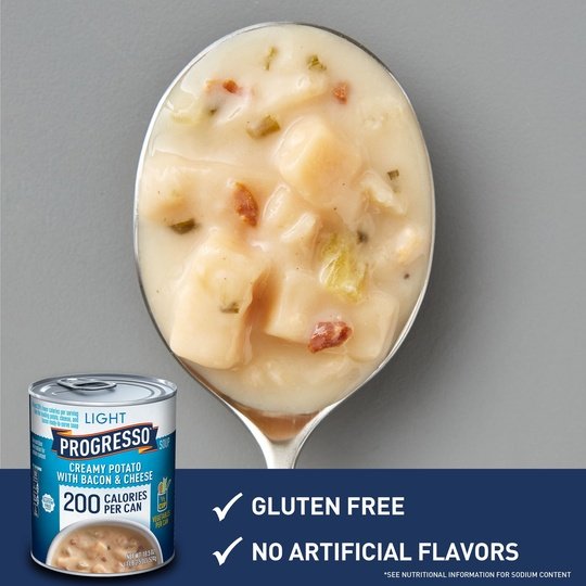 Progresso Light, Creamy Potato With Bacon & Cheese Canned Soup, Gluten Free, 18.5 oz.