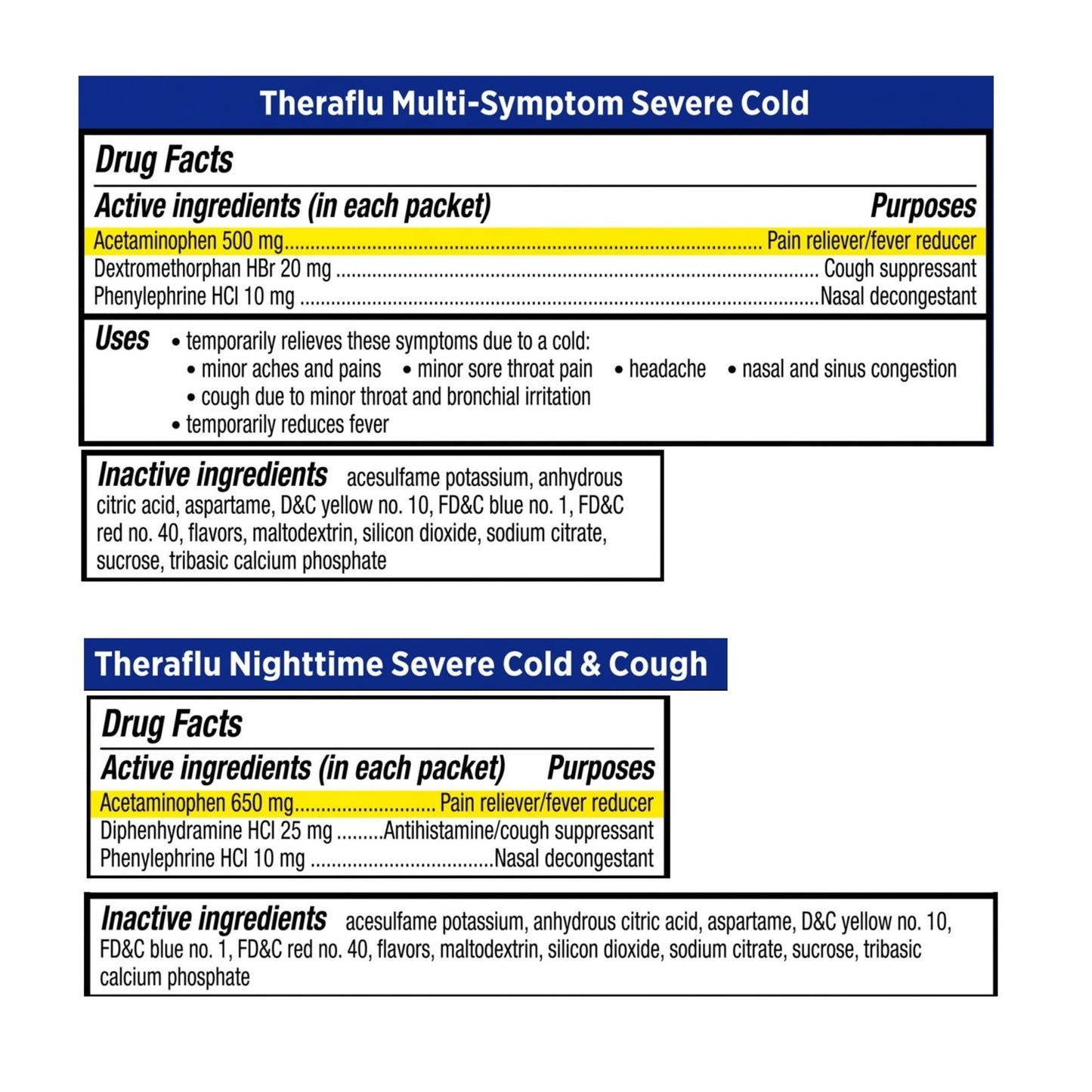 Theraflu Severe Cough Cold and Flu Day and Nighttime Relief Medicine Powder, Green Tea and Honey Lemon Flavors, 12 Count