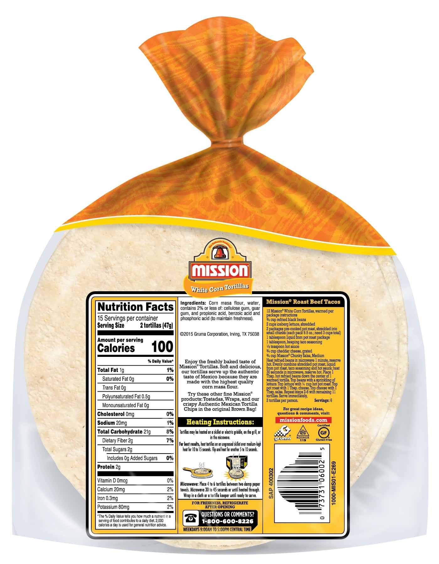 Mission White Corn Tortillas, 30 Count