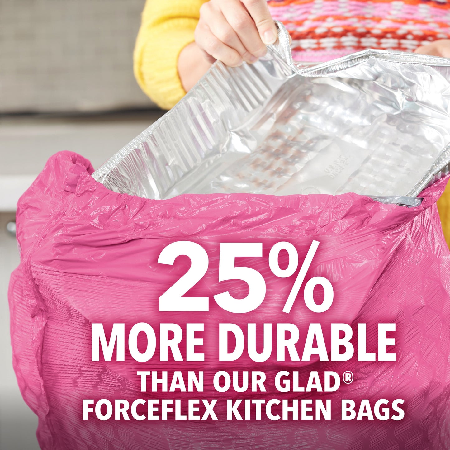 Glad ForceFlex MaxStrength 13 Gallon Tall Kitchen Drawstring Trash Bags, Cherry Blossom, 40 Bags