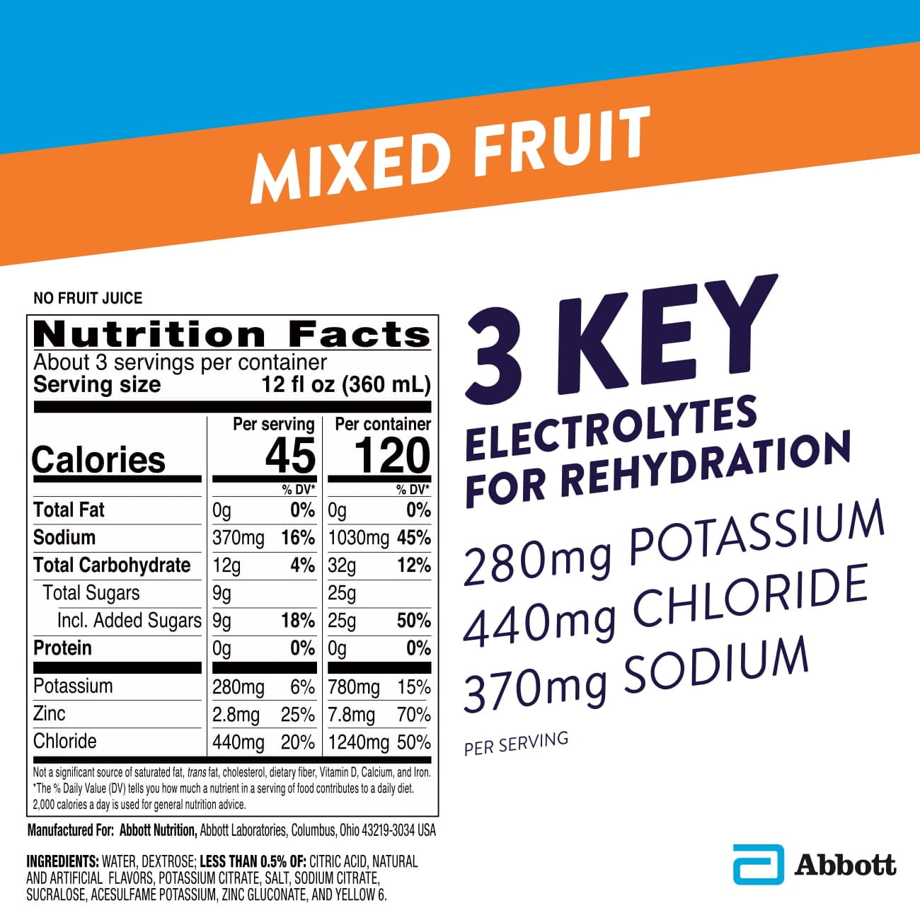 Pedialyte Electrolyte Solution, Mixed Fruit, Hydration Drink, 1 Liter