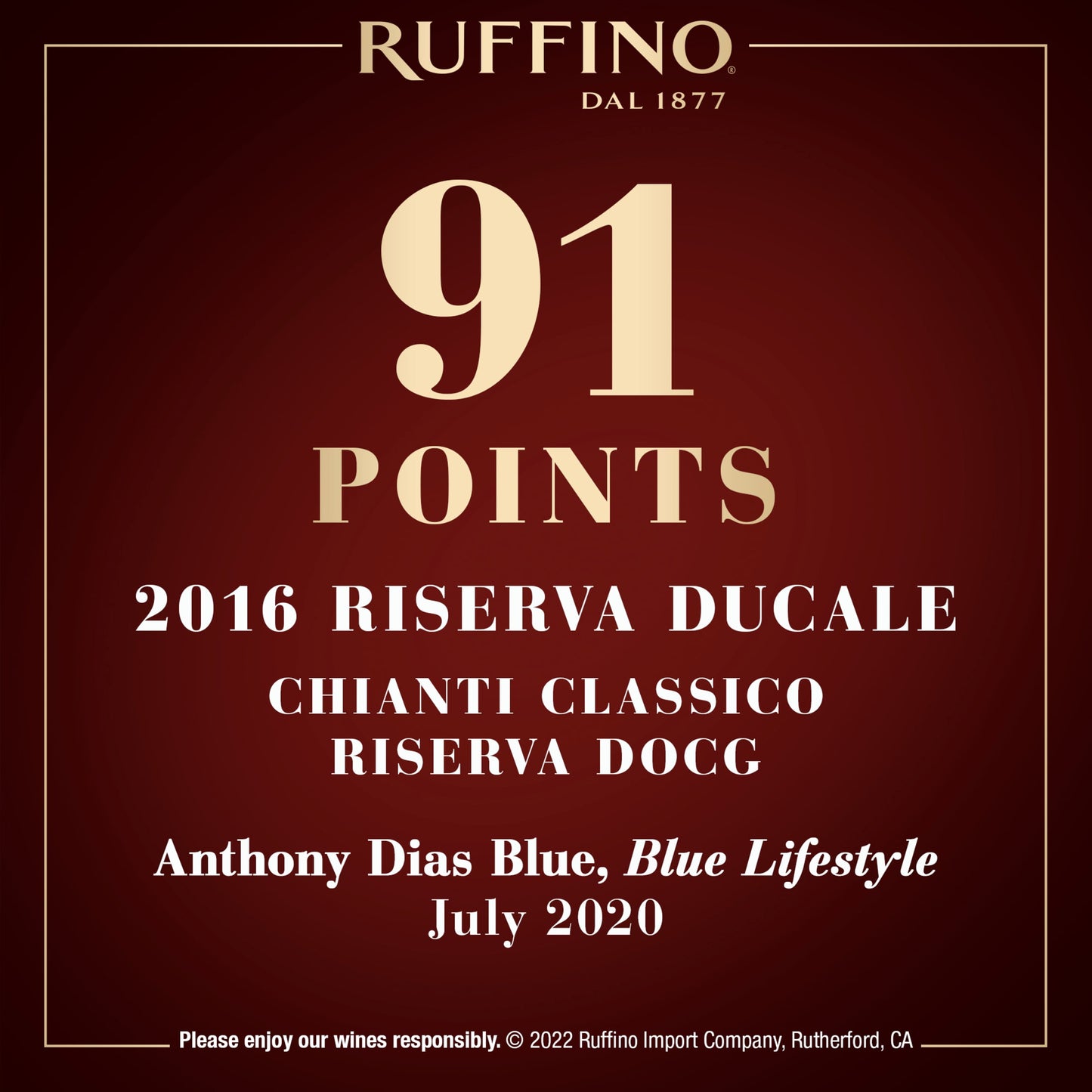 Ruffino Riserva Ducale Chianti Classico DOCG Sangiovese Red Blend, Italian Red Wine, 750 ml Bottle, 14% ABV