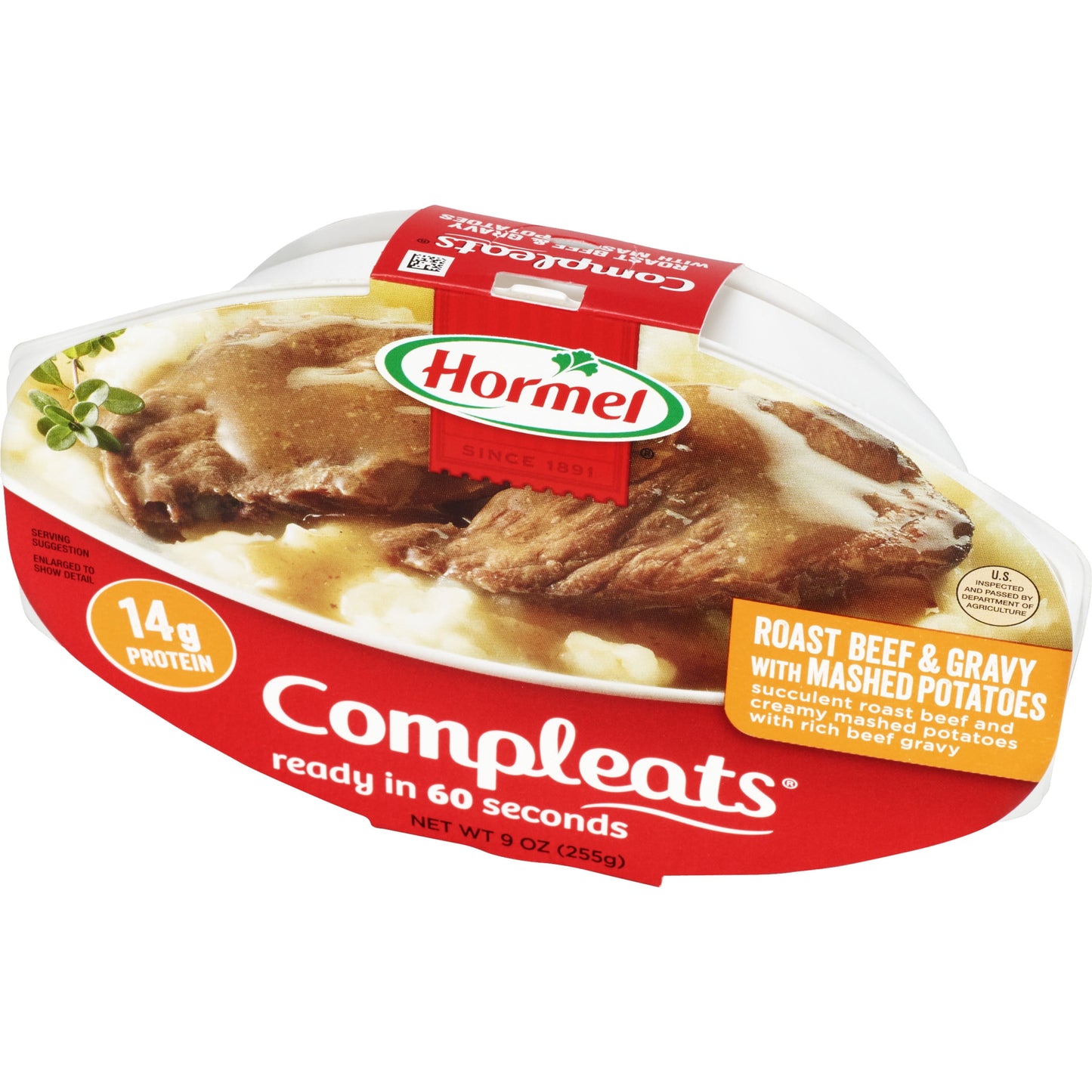 HORMEL COMPLEATS Roast Beef & Mashed Potatoes, Shelf Stable, 9 oz Plastic Tray