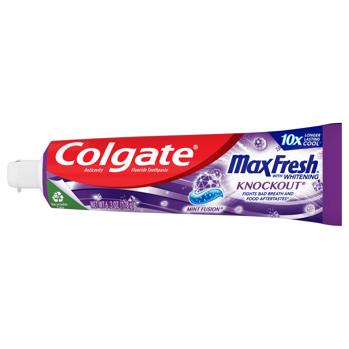 Colgate Max Fresh Knockout Toothpaste, Whitening with Mini Breath Strips, Mint Fusion, 6.3 oz