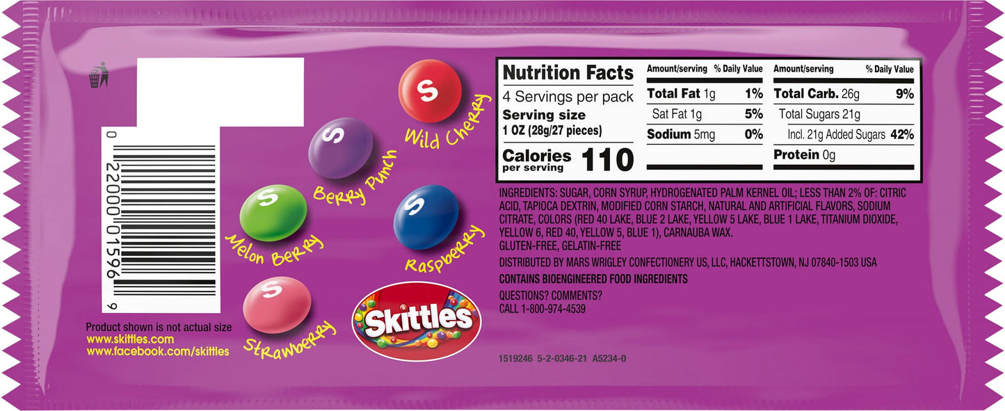 Skittles Wild Berry Gummy Candy, Share Size - 4 oz Bag