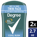 Degree Long Lasting Men's Antiperspirant Deodorant Stick Twin Pack, Cool Rush, 2.7 oz