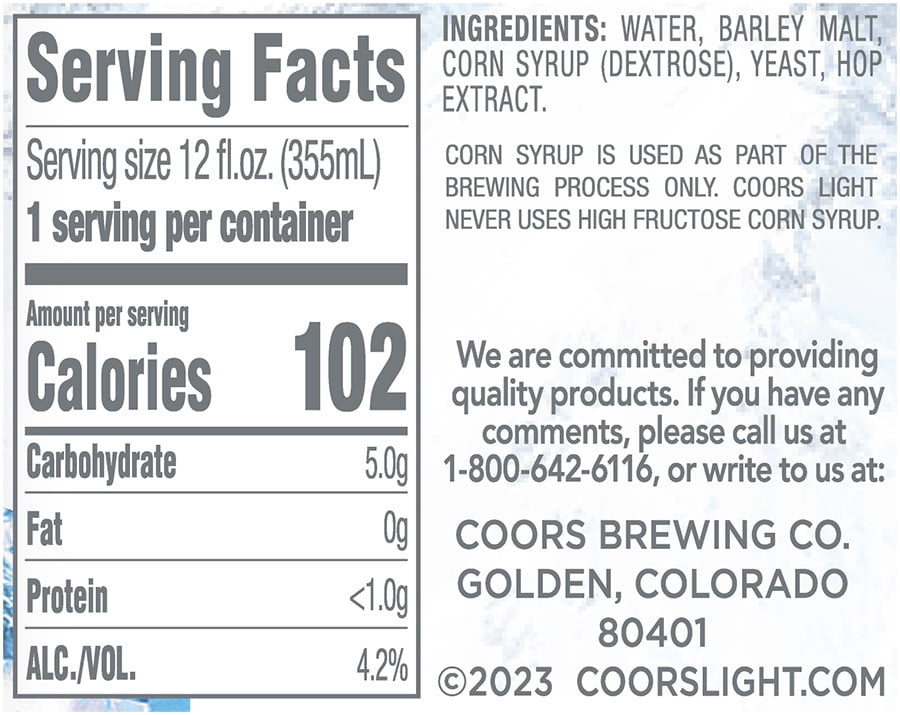 Coors Light Lager Beer, 24 Pack, 12 fl oz Cans, 4.2% ABV