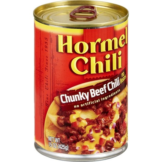 HORMEL Chili Chunky Beef No Beans, No Artificial Ingredients, 15 Oz