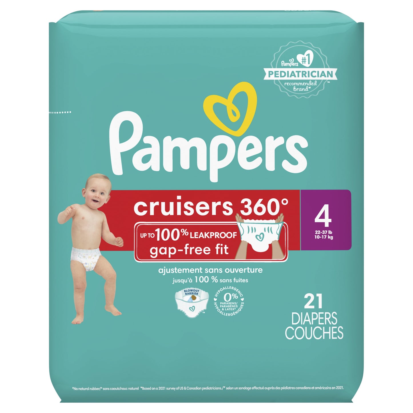 Pampers Cruisers 360 Diapers Size 4, 21 Count (Select for More Options)