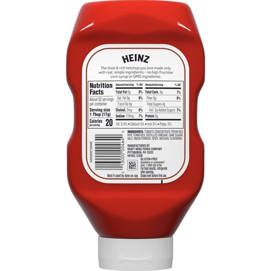 Heinz Simply Tomato Ketchup with No Artificial Sweeteners, 31 oz Bottle